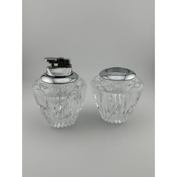 Princess House "Highlights" Cut Crystal Lighter and Toothpick Holder Set 1980s - Picture 2 of 11